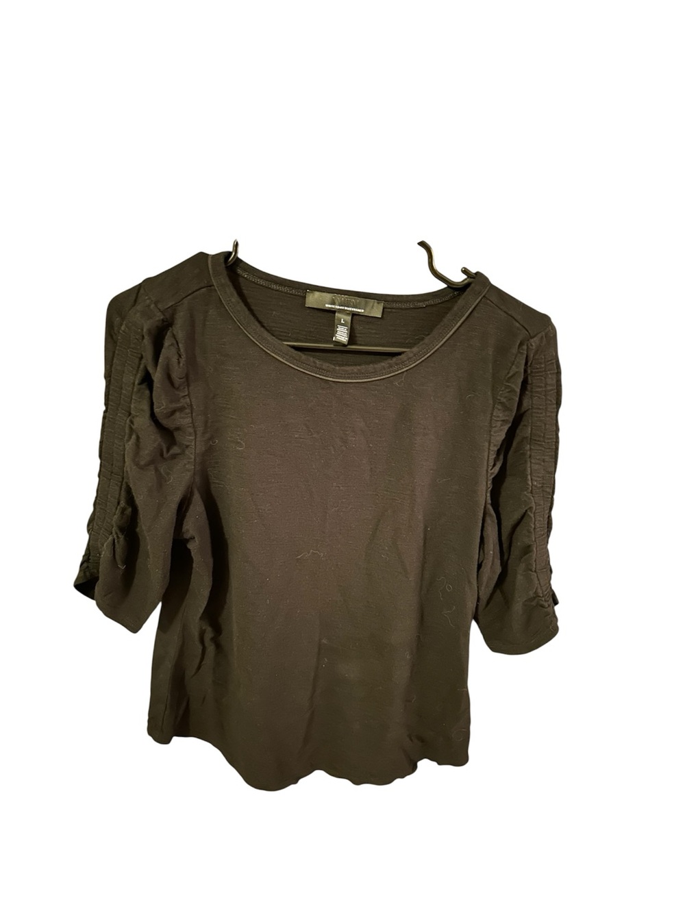 White House Black Market Black Ruched Short Sleeve Tee